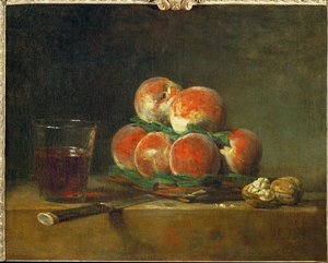 A basket with peaches