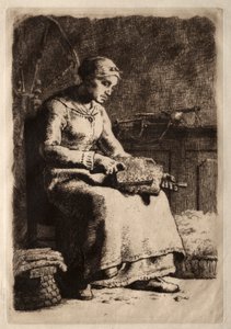 Woman Carding by Jean-Francois Millet
