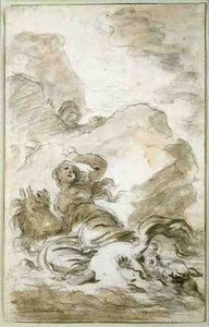 Angelica reaches the Shore Where the Hermit Lies in Wait