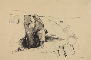 a) In the Trenches (recto); b) Study for In the Trenches (verso) by Jean-Louis Forain