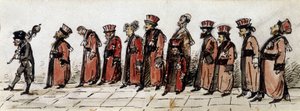 Doctors parade, drawing by Charcot.