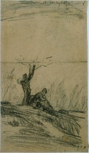 Figure Seated Under a Tree by Jean Francois Millet