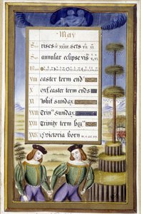 May: Tree of May (Gemini) - facsimile of the Hours of Anne of Brittany, by Jean Bourdichon
