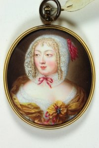 A Lady, in Orange Bodice Over a White Lace Chemisette