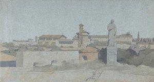 SS. Giovanni e Paolo, seen from the Villa Mattei, Rome by Jean Achille Benouville