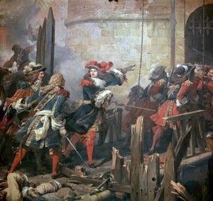 Louis XIV leads the assault of Valenciennes, 17th century by Jean Alaux