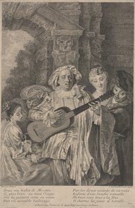 In the Costume of Mezetin (etching) by Jean Antoine (after) Watteau