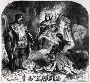 St. Louis renders justice under an oak in Vincennes, from Histoire de France en Tableaux, engraved by Pannemaker