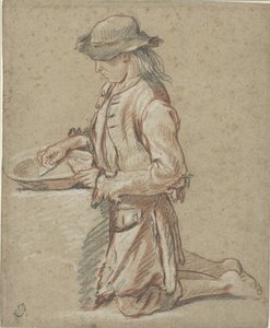 Boy with Felt Hat by a Tub