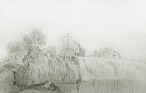 House on the Edge of a Steep Cliff by Jean Antoine Watteau