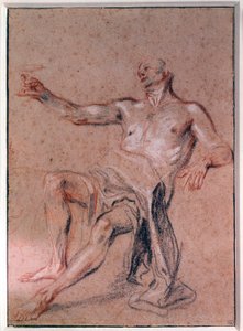 Man Nude. Pencil drawing by Jean Antoine Watteau (1684-1721) 18th century. Paris, Musee du Louvre by Jean Antoine Watteau
