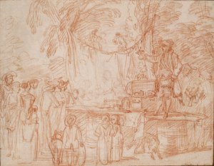 Quack Doctor Selling His Wares in the Open Air by Jean Antoine Watteau