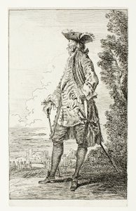 Standing Man with a Hat, Facing Left, from Figures de Modes by Jean Antoine Watteau