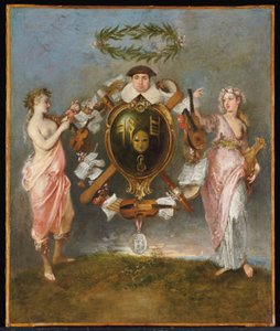 The Union of Comedy and Music by Jean Antoine Watteau