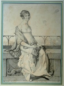 Portrait of Miss Barbara Bansi Sitting in an Italian Landscape by Jean Auguste Dominique Ingres