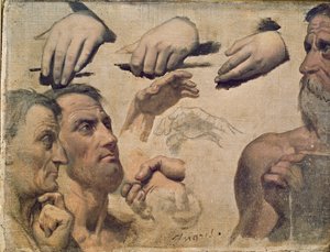 Study of Heads and Hands for the Apotheosis of Homer