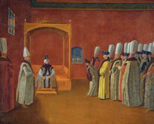 Sultan Ahmed III Receiving a European Ambassadorial Delegation at the Topkapi Palace