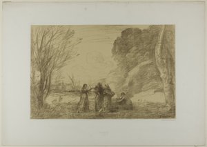 A Family at Terracina by Jean Baptiste Camille Corot