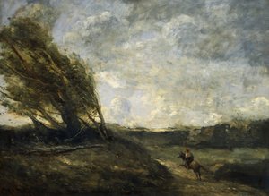 A Gust of Wind by Jean Baptiste Camille Corot