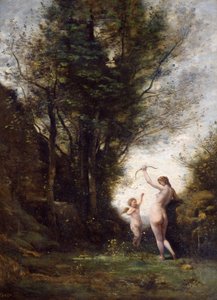 A Nymph Playing with Cupid by Jean Baptiste Camille Corot