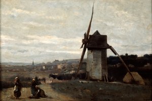 A Windmill, Etretat, 19th century by Jean Baptiste Camille Corot