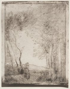 A Young Mother at the Entrance of a Wood by Jean Baptiste Camille Corot