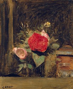 Bouquet of Flowers in a Glass Beside a Tobacco Pot, c.1873-74 by Jean Baptiste Camille Corot