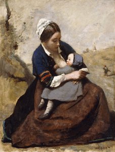Breton Breastfeeding her Child by Jean Baptiste Camille Corot