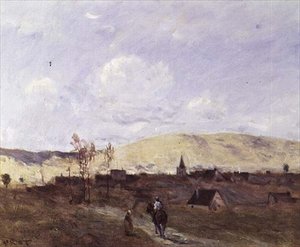 Cavalier in sight of a Village