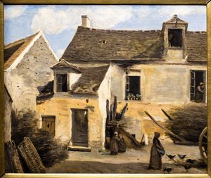 Courtyard of a House near Paris by Jean Baptiste Camille Corot