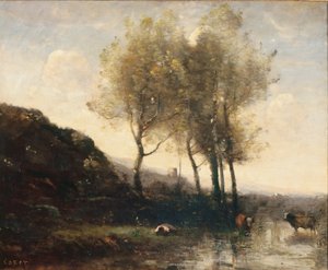 Cowherd Resting at the Foot of Cool Hills, c.1855-65 by Jean Baptiste Camille Corot
