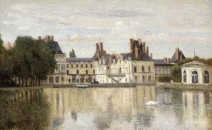Fontainebleau - View of the Chateau and Lake by Jean Baptiste Camille Corot