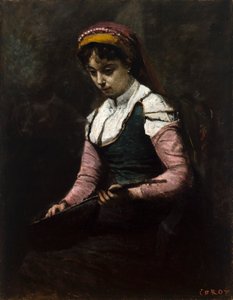 Girl with Mandolin by Jean Baptiste Camille Corot