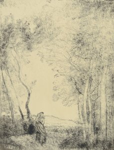Young Mother at the Edge of a Wood by Jean Baptiste Camille Corot