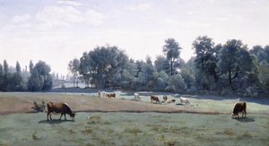 Marcoussis - Cows Grazing, 1845-50 by Jean Baptiste Camille Corot