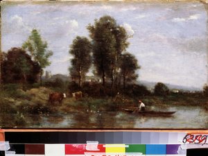 Landscape with a River by Jean Baptiste Camille Corot