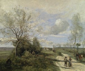 Saintry, Near Corbeil, the White Road by Jean Baptiste Camille Corot