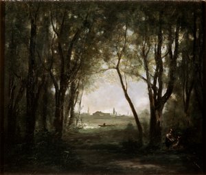 Scene near a Lake by Jean Baptiste Camille Corot