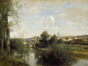 Seine and Old Bridge at Limay by Jean Baptiste Camille Corot