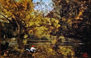 The Angler by Jean Baptiste Camille Corot