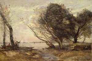 The Banks of the Lake after the Flood, c.1870 by Jean Baptiste Camille Corot