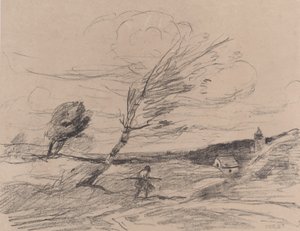 The Gust of Wind by Jean Baptiste Camille Corot