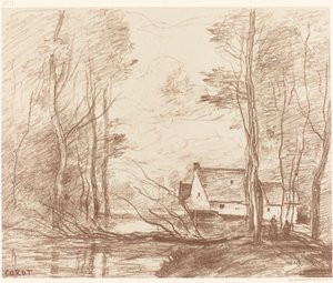 The Mill of Cuincy, near Douai by Jean Baptiste Camille Corot