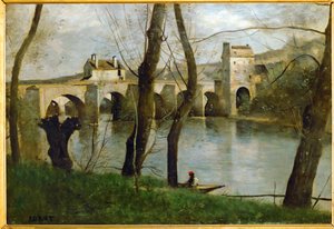 The Bridge at Mantes, France by Jean-Baptiste-Camille Corot