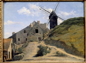 The Mill of the Galette in Montmartre. Painting by Camille Corot by Jean Baptiste Camille Corot