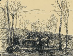 A Lunch in the Clearing by Jean Baptiste Camille Corot