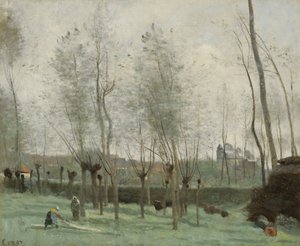 Washerwomen in a Willow Grove by Jean Baptiste Camille Corot