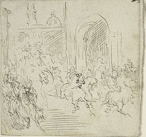 Equestrian Scene in a City