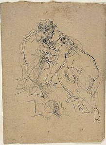 Seated Couple Embracing