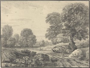 Travelers on a Road in a Wooded Landscape by Jean Baptiste Claude Chatelain